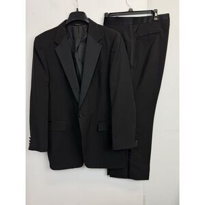 VTG After Six Men's Sz 43R Tuxedo Suit Black 38X27 Pants Made in USA Formal‎